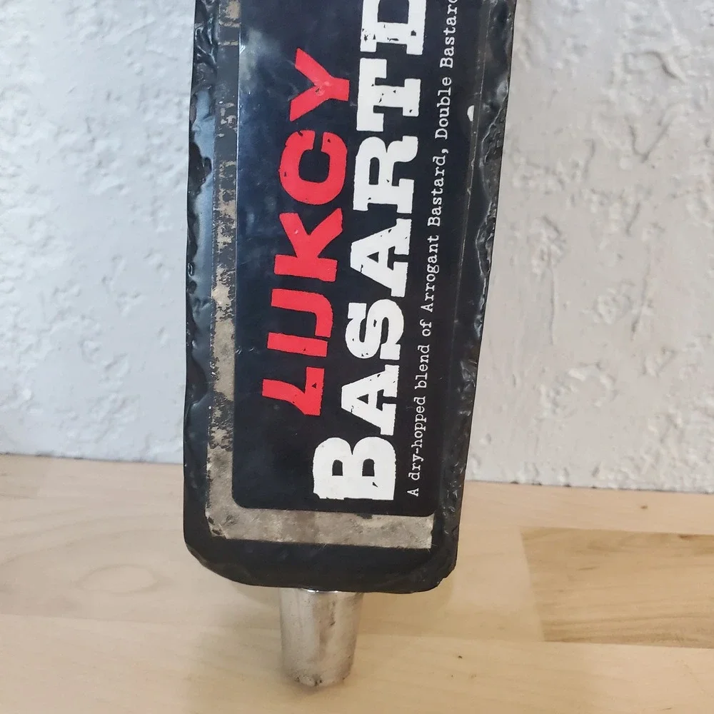 Stone Brewing Lukcy Basartd Ale RuinTen IPA Beer Tap Handle Double Sided Logo